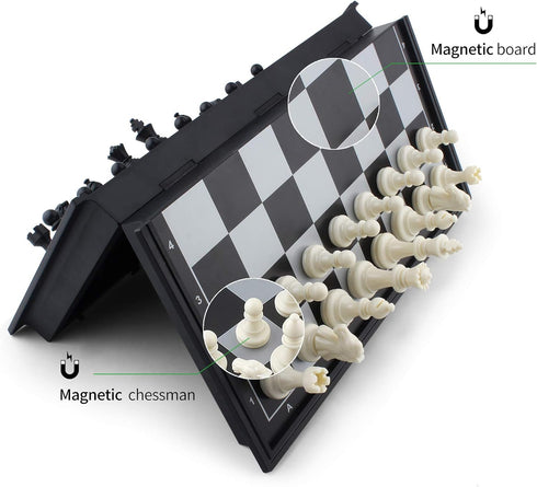 DINOBROS Magnetic Travel Chess Set, Folding Board Portable Chess Board Games Gift for Kids and Adults