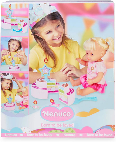 Nenuco Happy Birthday Baby Doll with Birthday Cake, Cute Dress, Birthday Crown, 14" Doll
