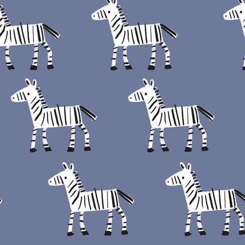 Stylish Zebra Print Crib Sheet - Azure Blue Organic Cotton