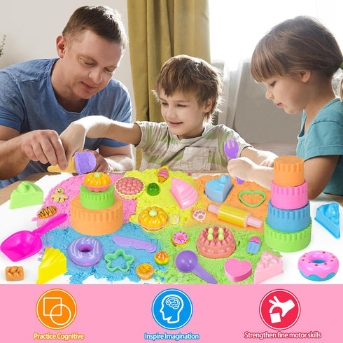 2.2lb Sands,56 3 4 5 6 7 8 Ice Cream Sensory Bin for Girls Kids,Play Sand Art Kit with Color Magic pcs Cake Molds Tools