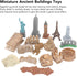 FOSA Miniature Ancient Buildings Toys 17PCS Mini Around The World City Miniatures Buildings with Clear Textures for Diorama Projects Kids Birthday Gift