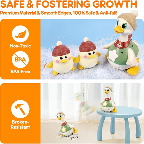 LUDILO 6-12 6 7 8 9 10 12 18 6-12-18 Tummy 1 Infant Baby Toys Months: Musical Crawling Duck Toy Must Have Month Old