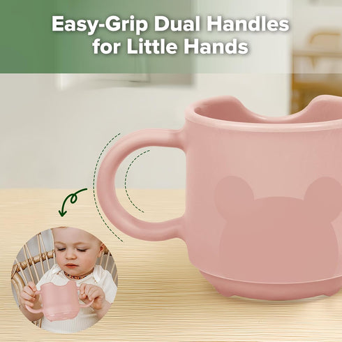 haakaa Silicone Toddler Cups, BPA Free Drop-Proof Training Cups for Baby 6 Months+, 5 Ounce in Blush