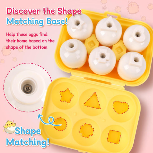 USATDD Easter Egg Toys Hide & Squeak Matching Eggs for Toddlers, Color Recognition Sensory Learning Toys, Fine Motor