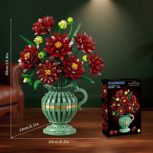 Set, 1482 12+ PLAXSOON Dahlia Flowers Building Flower Bouquet Gift for Mothday Day Botanical Collection Building Block