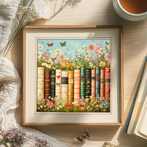 1000 Bgraamiens Vintage Wildflower Books Piece Jigsaw Puzzle Aesthetic Floral Book Spines Puzzle for Adults and Teens