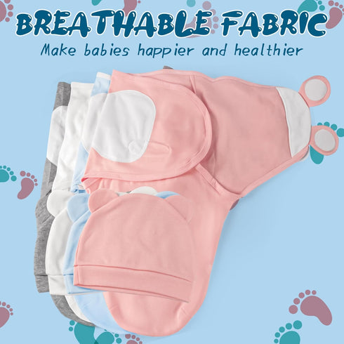 Fecawd 0-3 Baby Swaddle Sleep Sacks with Hats for Months Baby Swaddle Blanket Wrap Newborn Swaddles Sack for Baby Boy