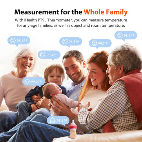 3-in-1 3-Color 40 PT9L, iHealth Infrared Digital Thermometer for Adults and Kids, Baby Thermometer with Mode & Prompt