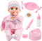Toy Choi's 16 Inch Interactive Baby Doll, Pink - Talking Feeding Doll with Sounds and Accessories