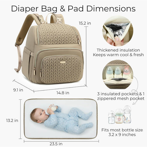 Backpack Backpack MAPLELILY Diaper Bag - Lightweight & Stylish, Boys, Girls & Baby Travel Essentials Tote with Changing