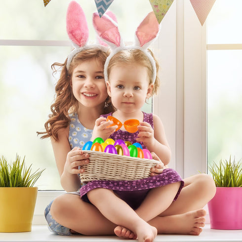 72-288 2.36" 66 6 Leetous PCS Easter Empty Eggs for Egg Hunt, Bulk Hinged Plastic PCS Colorful Eggs with PCS Golden
