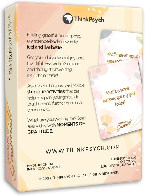 Moments of Gratitude Deck - 52 Cards for Positivity & Mindfulness - Uplifting Gifts and Journal Prompts