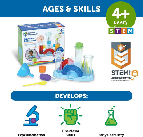 Learning Resources Rainbow Reactions, 14 Pieces, Ages 4+, Preschool Science Lab Kits for Kids
