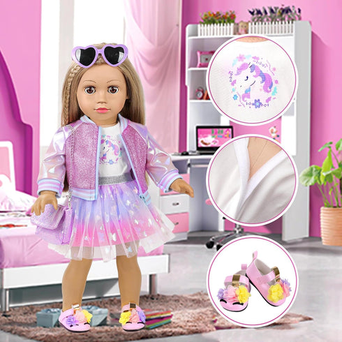 18 Inch Set 18 Inch Set American Doll Makeup Accessories and Clothes Includes Doll Clothes and Shoes Bag Makeup Brush