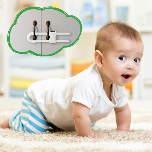 4Pcs U-Shaped Cabinet Locks for Baby Proofing, Child Safety Latches for Handles, Drawers, Closet, Fridge, White