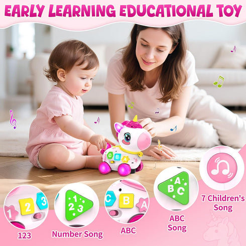 Kleikyerel 1 6-12-18 1st 1 Toy for Year Old Girl Gifts, Unicorn Baby Toys Months, Musical Learning Toy, Birthday Gift