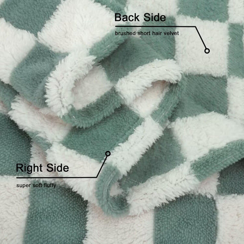 HOMRITAR Checkered Baby Blanket 30 x 40 Inch, Sage Green Soft Fluffy Reversible Lightweight Blanket
