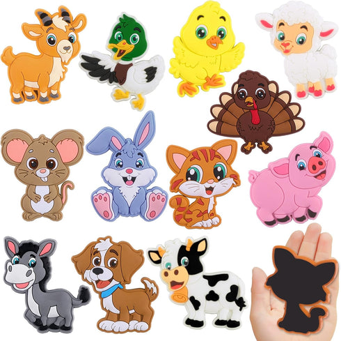 YUJUN 12PCS Fridge Magnets for Kids,Cute Vivid Farm Animals Refrigerator Magnets Toys for