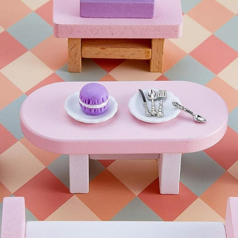 8 1: 12 12 Set Skylety Pieces Scale Minature Dollhouse Accessories Mini House Plates and Spoons Knives Forks Metal