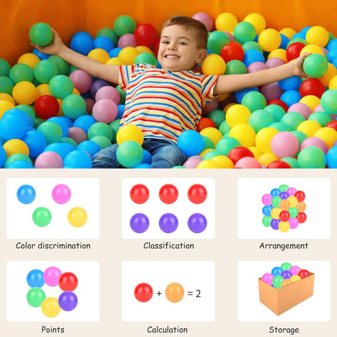 Ball Pit Balls, Phthalate Free BPA Free Crush Proof Plastic, 7 Bright Colors with Reusable Storage Bag