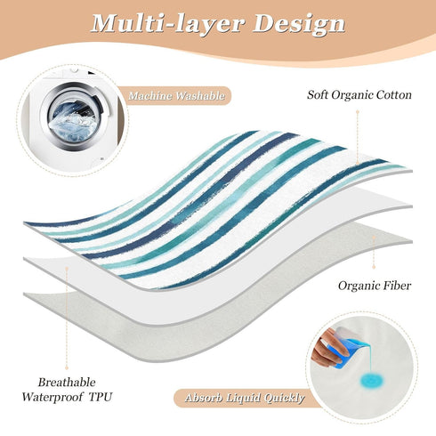 siphylline 52" 34" Watercolor Stripes Extra Large Resuable Changing Pad Covers Highly Absorbent Diaper Changing Mat