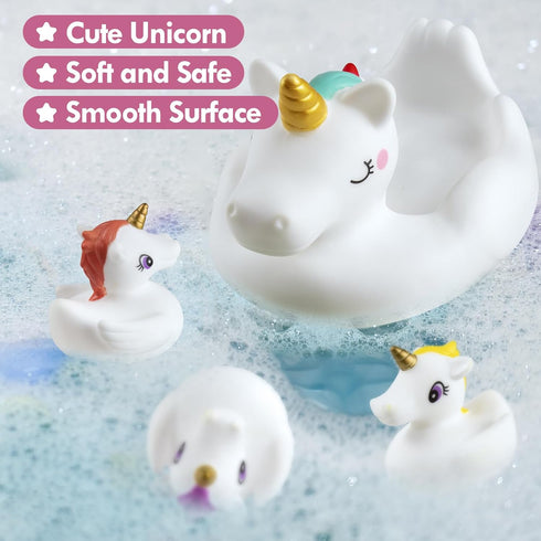 KIDPAPA 1-3,Soft Set No Hole Bath Toys,Unicorn Bath Toys for Toddlers Unicorn Bathtub Toys for Kids Girls Boys Presents