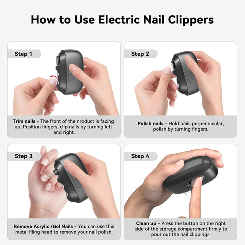 generic Trimmer: 3-in-1 2-Speed, Electric Nail Clipper Fingernail Automatic Nail Polisher with LED Light, Clip Storage