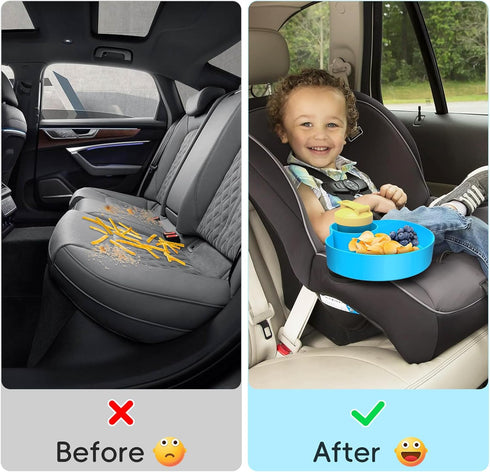 (2, Car Seat Snack Tray for Kids: Kids Car Travel Tray with Cup Holder, Toddlers Road Trip Essential, Snacks Food Plate