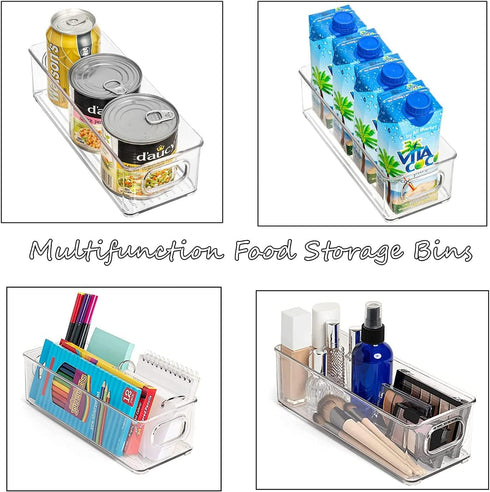 4 Pack, mDesign Plastic Long Stackable Storage Organizer Container, Organization Bin w/Handles for Kitchen, Pantry