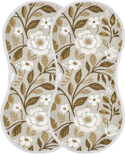 decor gift 4 Pack 22x11in Cotton Soft Burp Cloths Good Absorbent? White Flowers Sring Pattern wash Cloth for Babies
