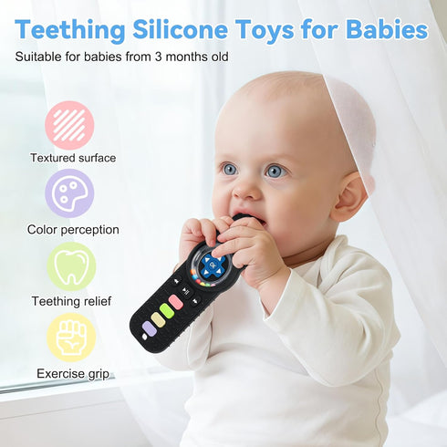 3-6-12 0-24 MISSLILI Teething Toy for Babies Months, Silicone Baby Rattles Teether, Teething Relief Infant Toddles TV