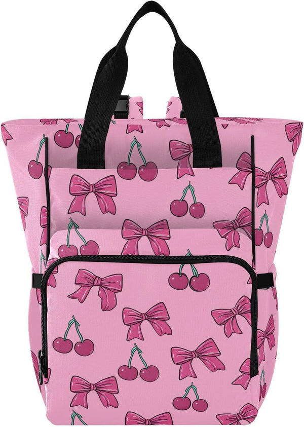 SUABO Powder-colored Butterfly Silk Pattern Baby Diaper Bag Backpack Large Bag Waterproof Travel