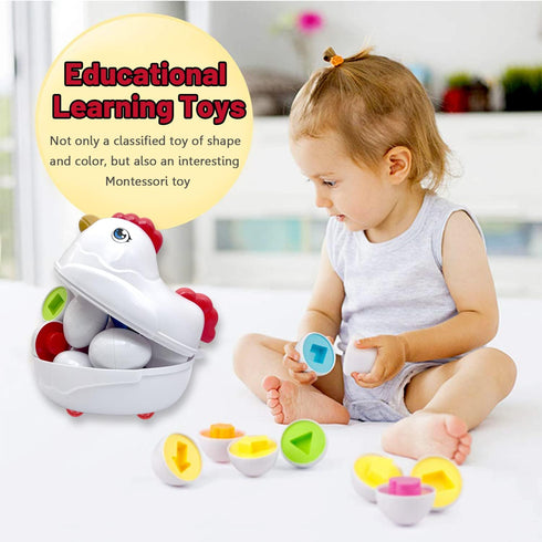 Easter Matching Eggs Toddler Toy, Push & Pull Chicken Box, 12 Pcs Montessori Sorter Learning Educational Toy