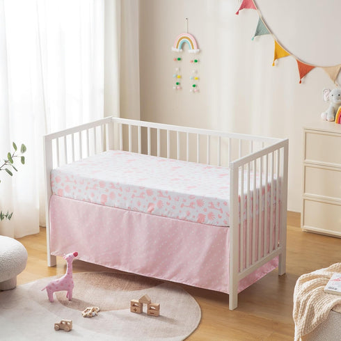 Set 4 Set Set Baby Crib Bedding with Baby Blanket Bundle, Piece Cartoon Crib Bedding & Soft Warm Baby Receiving