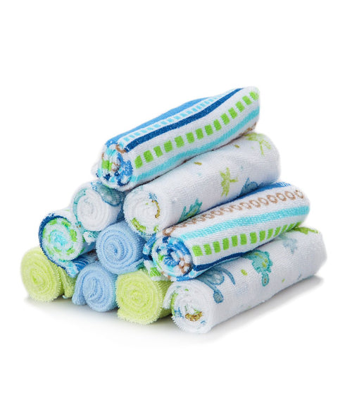 Spasilk 10 Pack Soft Terry Bath Washcloths Newborn Boy or Girl, Blue