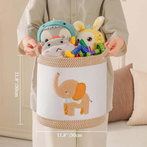 Tidelit 3-Piece Woven Baby Toy Baskets Laundry Hampers, Foldable Nursery Organizer for Toys Clothes Stuffed Animals