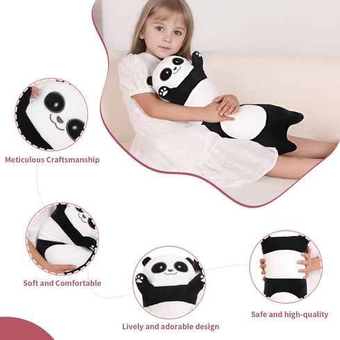 22 Inch Cute Giant Panda Bear Plush, Soft Body Pillow, Large Black Panda Stuffed Animal Gift for Kids