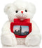 HollyHOME Teddy Bear Stuffed Animal Plush Bear - 12 Inches White with Red Bow - Christmas Valentine's Day Gift