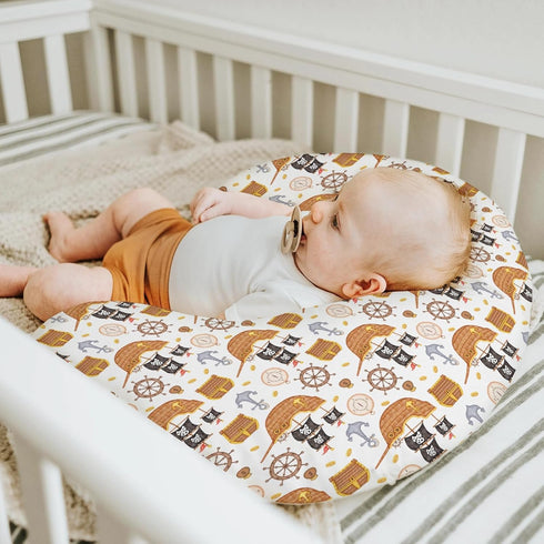 Cute Pirate Treasure Map Baby Nursing Pillow Covers for Boy Girl Pirates Ship Rudder Anchor Compass Nursing Pillowcase