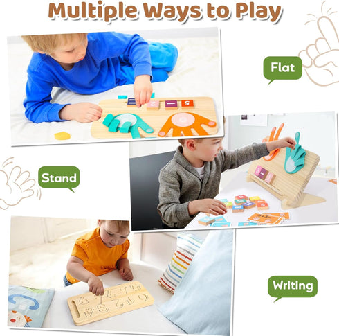 3-5, Counting 2-4, 5-7 Montessori Math Learning Toys for Toddlers Double-Sided Finger & Number Tracing Board, Preschool