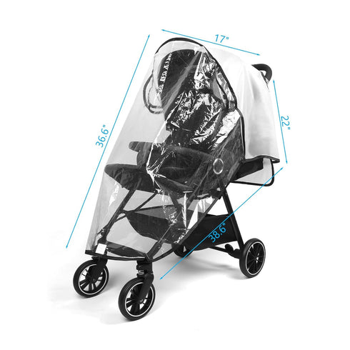 Clear Stroller Rain Cover, Universal Stroller Cover Breathable, Foldable Travel Weather Shield, Waterproof Windproof