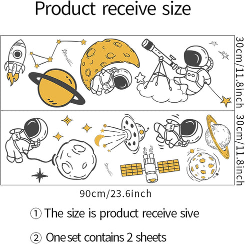 RARJSM Wall Stickers, Astronaut Planet Outer Space Stars DIY Vinyl Removable Large Decals for Kids Bedroom Living Room