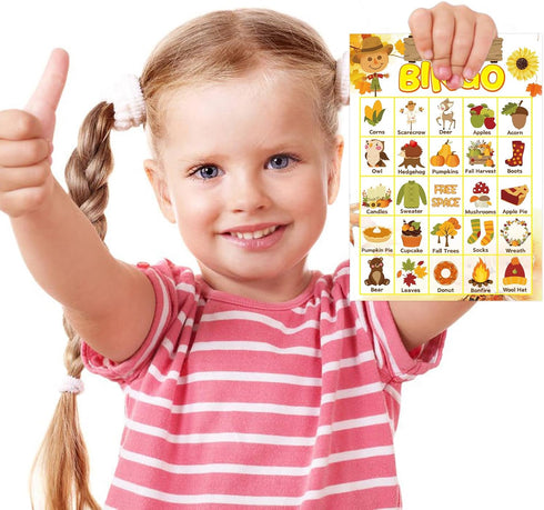 Fall Bingo Game for Kids - 24 Players Happy Harvest Thanksgiving Party Supply