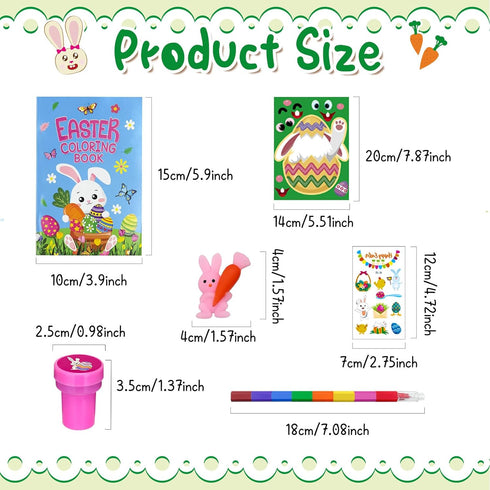 72 Set Cinrobiye Pcs Easter Party Favors Easter Basket Stuffers with Coloring Books Stacking Crayons Tattoos Stampers