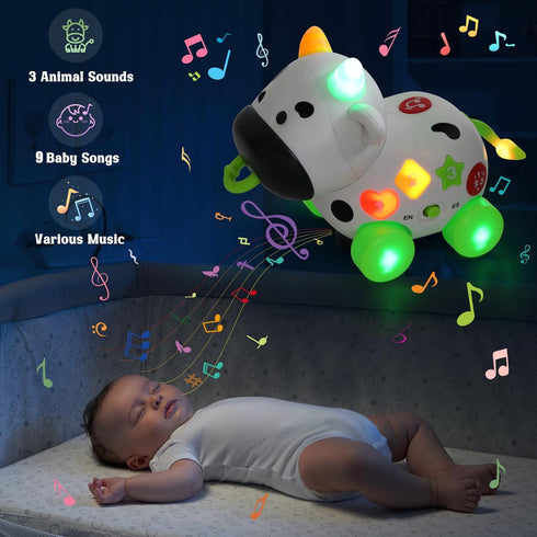 1+ 6-12-18 1 1-2, 1st Talkfun Musical Cow Toys for Year Old Boy Girl, Bilingual Baby Toy Month, One Year Old Boy Toys