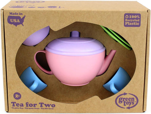 10 Communication Green Toys Tea for Two - Piece Pretend Play, Motor Skills, Language & Kids Role Play Toy. No BPA