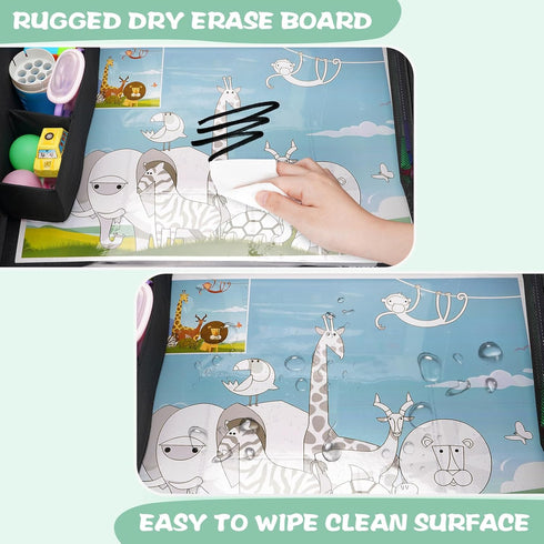 MENZOKE Kids Travel Tray for Toddler Car Seat, Toddler Gift for Boy Activities with Dry Erase Board & iPad Holder