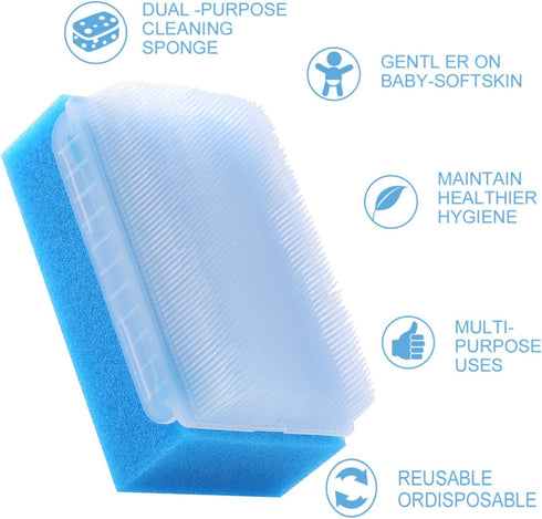 6 PCS Baby Bath Time Sponge Brush- Body, Hair, and Scalp Cleaning - Gentle on Infant, Toddler Sensitive Skin - Great