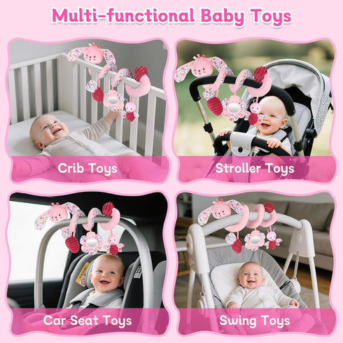 0-6 Hanging Car Seat Toys, Spiral Crib & Stroller Activity Toys with Rattles for Babies Months, Baby Car Seat