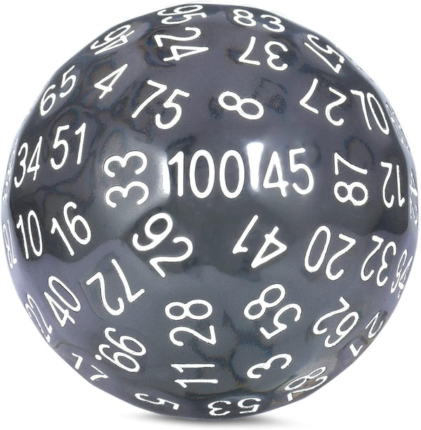 100 Sided Dice Set: Translucent Black DND D100 Die with Pouch